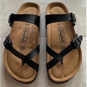 CloudAir Primo Black Thong Cork Footbed Sandals Suede Leather Insoles NEW Sz 6.5